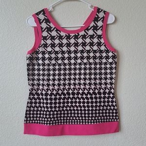 Carlisle Black White Pink Geometric Print Sweater Vest Size Medium